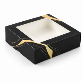 Cake star Elegantní černá krabice s okénkem Pure – laminovaná 30 x 30 x 5,5 cm