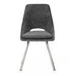 Židle jídelní, šedá látka, kovové nohy, broušená nerez.