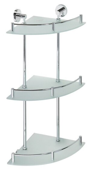 SAPHO - X-ROUND E skl. polička roh. trojitá s hrazdou, 270x660x355, chrom XR606