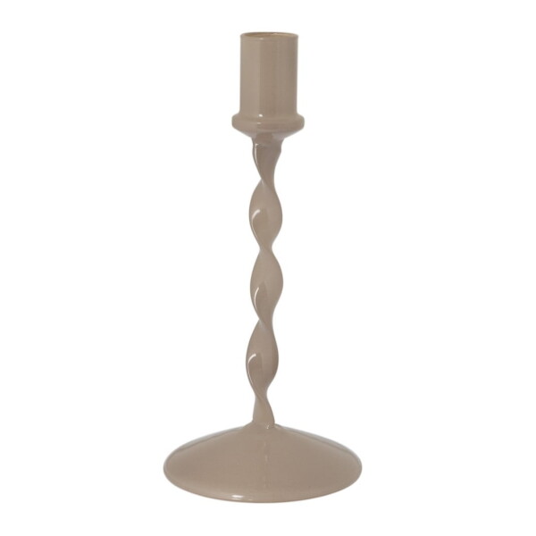 Storefactory Skleněný svícen Eneby Greige 24 cm, béžová barva, sklo