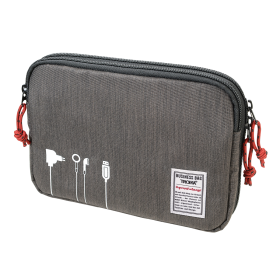 TROIKA cestovní organizér na kabely a elektronické příslušenství, 100 % PES, černo-šedý