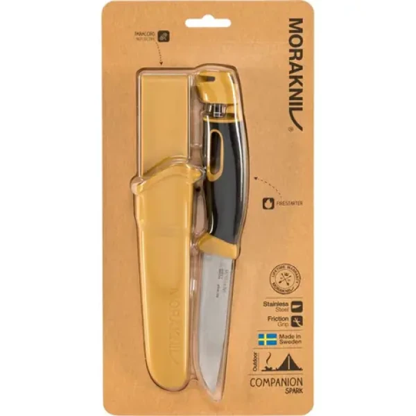 Morakniv Companion Spark žlutá / Outdoor nůž s křesadlem / nerezová ocel / čepel 10.4 cm / plastové pouzdro (13573)