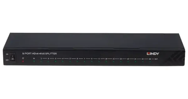 Lindy HDMI splitter 16 portů černá / HDMI splitter / 4K 60Hz / HDCP 2.2 / 16x HDMI výstup (38239)
