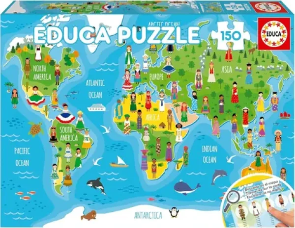 EDUCA Puzzle Mapa světa s dívkami