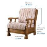 Bielastické potahy OCEANO NOVÉ béžové křeslo s dřevěnými rukojeťmi (š. 40 - 70 cm)