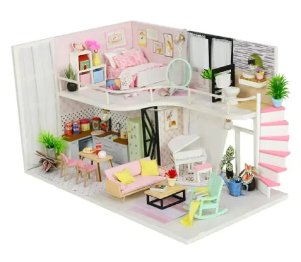 Dvěděti miniatura domečku Dům Anniny růžové melodie 2DM035