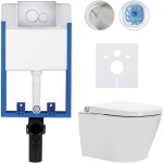 CERANO Kompletní WC set Profi/Cronus Standard - bílá lesklá - WC tlačítko Duo/Chrom - pro zazdění - 59,3x38,4 cm