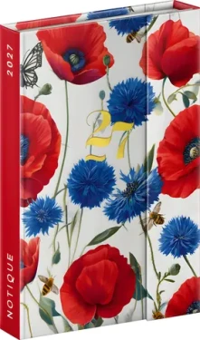 NOTIQUE Poppies 2027 / Týdenní diář v angličtině / 11 × 16 cm / International holidays