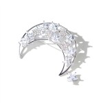 Vánoční brož Swarovski Elements Rosana - měsíc, Bílá/čirá