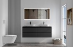 CERANO - Koupelnová skříňka Carole + deska pod umyvadlo Navira Pro - 36 mm - černá matná - 160x51,6x46 CER-668291