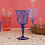 Rice Sklenice na víno Acrylic Blue 360 ml, modrá barva, sklo
