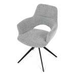Židle jídelní, šedá látka, 360° vratný mechanismus, černý kov