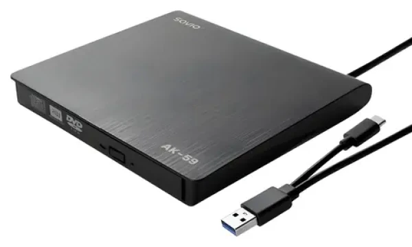 AK-59 černá / Vypalovačka DVD±RW / Externí / Slim / USB-C/USB-A (SAVAK-59)