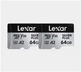 Lexar Professional SILVER PLUS microSDXC 64GB 2 ks / čtení: 205MBps / zápis: 100MBps / UHS-I / V30 (LMSSIPL064G-B2ANG)