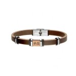 Pánský náramek Daiki z pravé kůže a chirurgické oceli BUDO Collection, Hnědá 21 cm (možnost zkrácení)