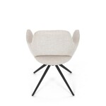 Židle jídelní, krémová látka, 360° vratný mechanismus, černý kov