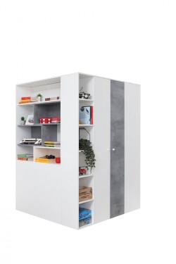 FRONTI Rohová šatní skříň SIGMA SI1 Bílá lux + beton 14983