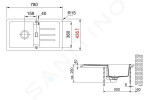 FRANKE - Strata Fragranitový dřez STG 614-78, 780x435 mm, šedý kámen 114.0369.423