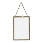 MADAM STOLTZ Závěsný fotorámeček Antique brass Frame 13 × 18 cm, měděná barva, sklo, kov