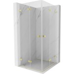 MEXEN/S - Lunar-F Duo sprchový kout skládací dveře 90 x 90, transparent, zlato kartáčovaná 836-090L-090P-55-00