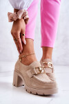 Elegantní boty se zlatým zdobením Světle béžová Harmell 41