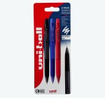 UNI Erasable Gel stiskací gumovací pero 3 ks černé, modré, červené