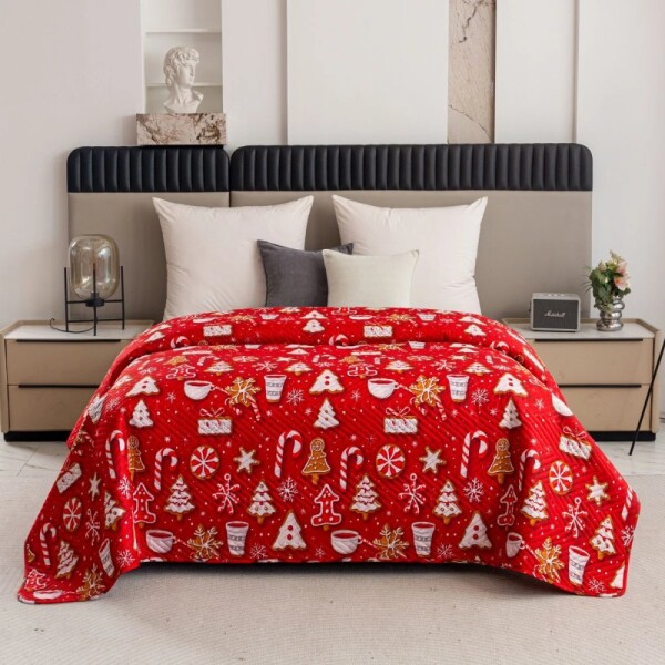 DumDekorace Vánoční přehoz, červený, s motivem vánočního pečiva Šířka: 220 cm | Délka: 240 cm