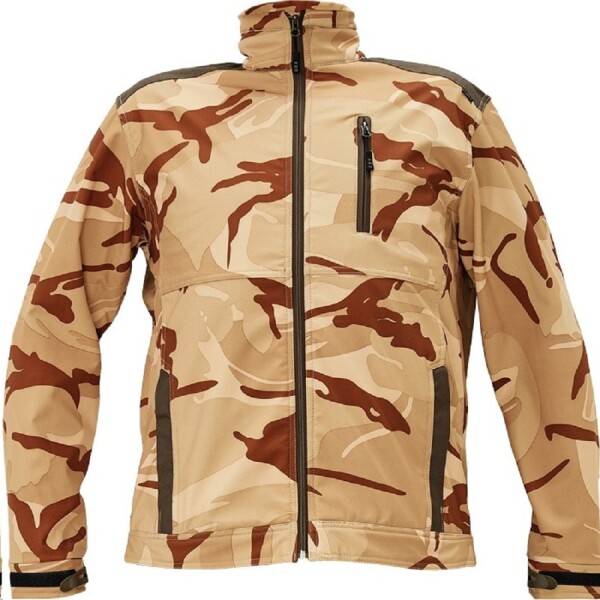 Bunda CRAMBE softshellová béžová camouflage pánská se stojáčkem S béžová camuflage