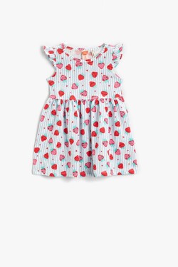 Koton Baby Girl Strawberry Printed Striped Dress 2smg80007ak