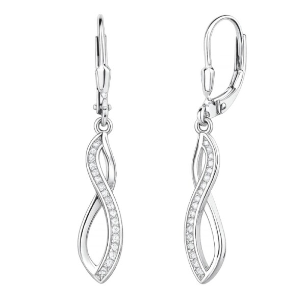 Stříbrné visací náušnice se zirkony Agathe - stříbro 925/1000, Stříbrná