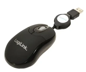 LogiLink Mini optická myš s navíjecím kabelem černá / Myš / USB / 800 DPI / 3 tlačítka (ID0016)