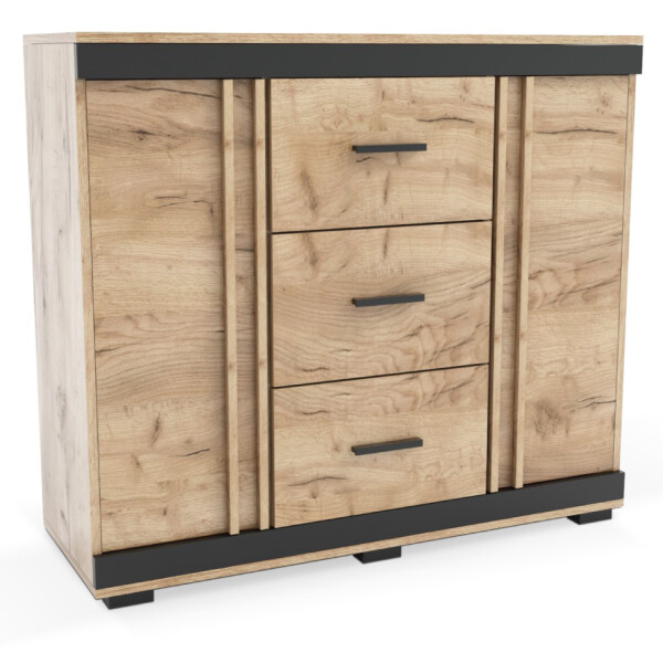 Komoda L9 Velikosti: 140 cm, Horní / dolní lišta: Černá, Úchytové lišty: Černá