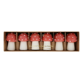 Meri Meri Svíčka muchomůrka Mini – set 6 ks, červená barva