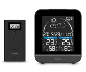 Hama La Gomera černá / digitální meteostanice / VA displej / bezdrátový senzor / teplota / vlhkost / barometr (222218)