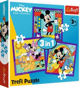 TREFL Puzzle Mickey Mouse a přátelé: Veselá parta 3v1