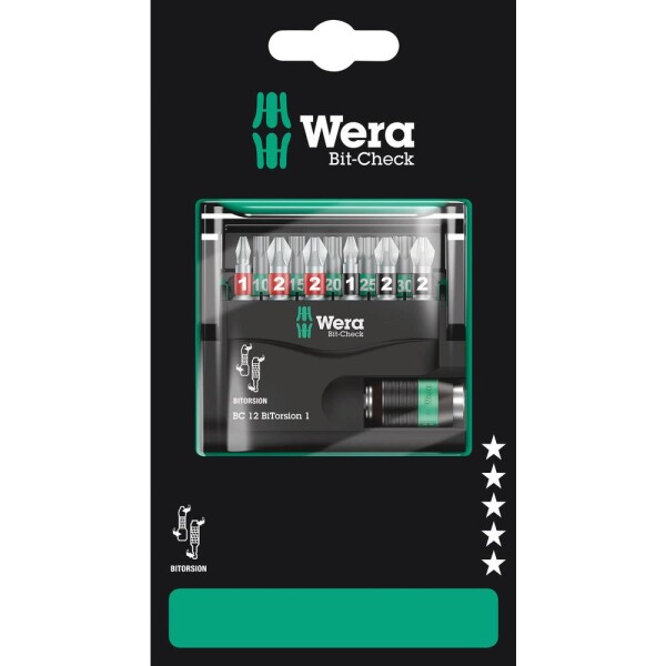 Wera Bit-Check 12 BiTorsion 1 SB 05136385001 sada bitů, 1/4 (6,3 mm), 1/4