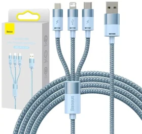 Baseus StarSpeed Kabel USB 3v1 USB-A na USB-C + microUSB + Lightning 1.2 m modrá (CAXS000017)