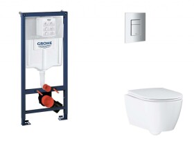 GROHE - Rapid SL Set předstěnové instalace, klozetu, sedátka SoftClose a tlačítka Skate Cosmopolitan, matný chrom SANI11BB2123