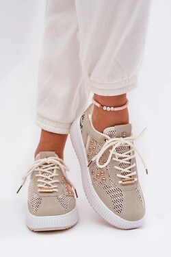 Dámská sportovní obuv YY-157 béžová s bílou - Step in style béžová-bílá 40