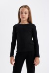 DEFACTO Girl's Crew Neck Basic Ribbed Camisole Long Sleeve T-Shirt