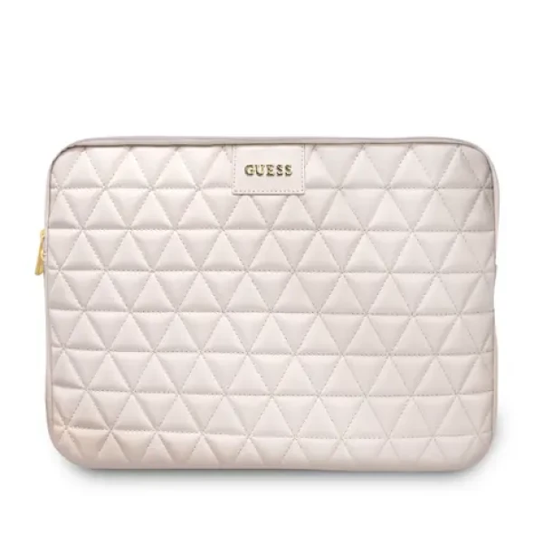 GUESS Quilted pouzdro pro notebook 13 růžová / EKO kůže (3700740471579)