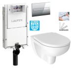 LAUFEN Podomít. systém LIS TW1 SET s chromovým tlačítkem + WC JIKA LYRA PLUS RIMLESS + SEDÁTKO DURAPLAST SLOWCLOSE H8946630000001CR LY2