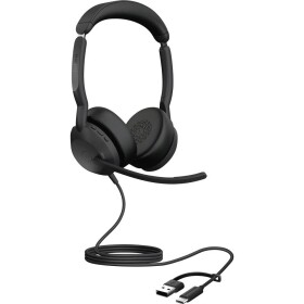 Jabra Evolve2 50 Sluchátka On Ear kabelová, Bluetooth® stereo černá Redukce šumu mikrofonu, Potlačení hluku headset, Vypnutí zvuku mikrofonu, regulace