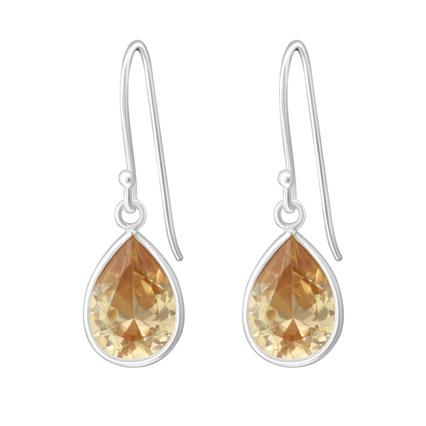 LUNICA Stříbrné visací náušnice CHAMPAGNE 0363