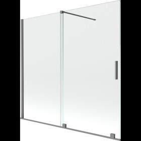 MEXEN/S - Velar dvoukřídlá posuvná vanová zástěna 170 x 150, transparent, grafit metal 896-170-000-01-95