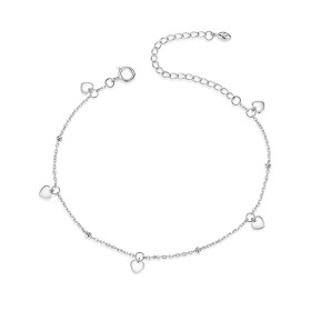 Stříbrný náramek Pagiana, stříbro 925/1000, srdce, Stříbrná 16 cm + 5 cm (prodloužení)