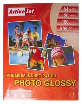 Activejet Fotopapír A4 lesklý 180 g/m2 20 listů / Fotopapír / A4 / Lesklý / Inkoustový tisk (AP4-180G20)