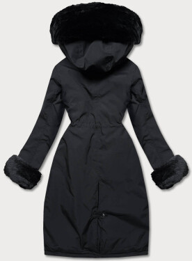 Černá dámská zimní bunda s kožešinovou podšívkou (W635) černá XS (34)