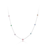 Náhrdelník se zirkony Imelda - chirurgická ocel, Stříbrná 45 cm + 5 cm (prodloužení)