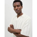 Jack&Jones pánská košile JORPAROS KNIT ESTER SS CROCHET POLO 12272562 SEA SALT XL